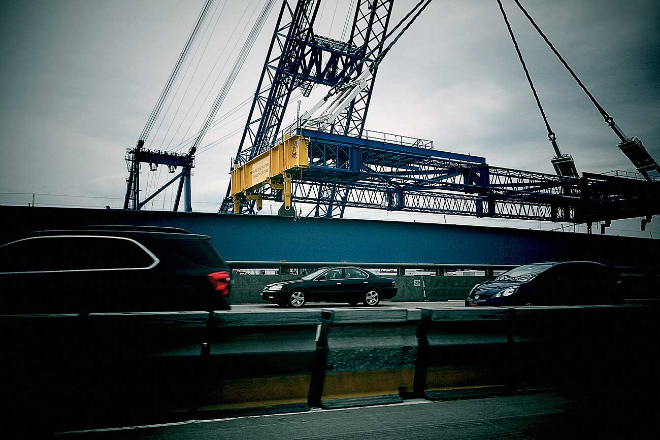 first girder on new bridge ©2015 bret wills
